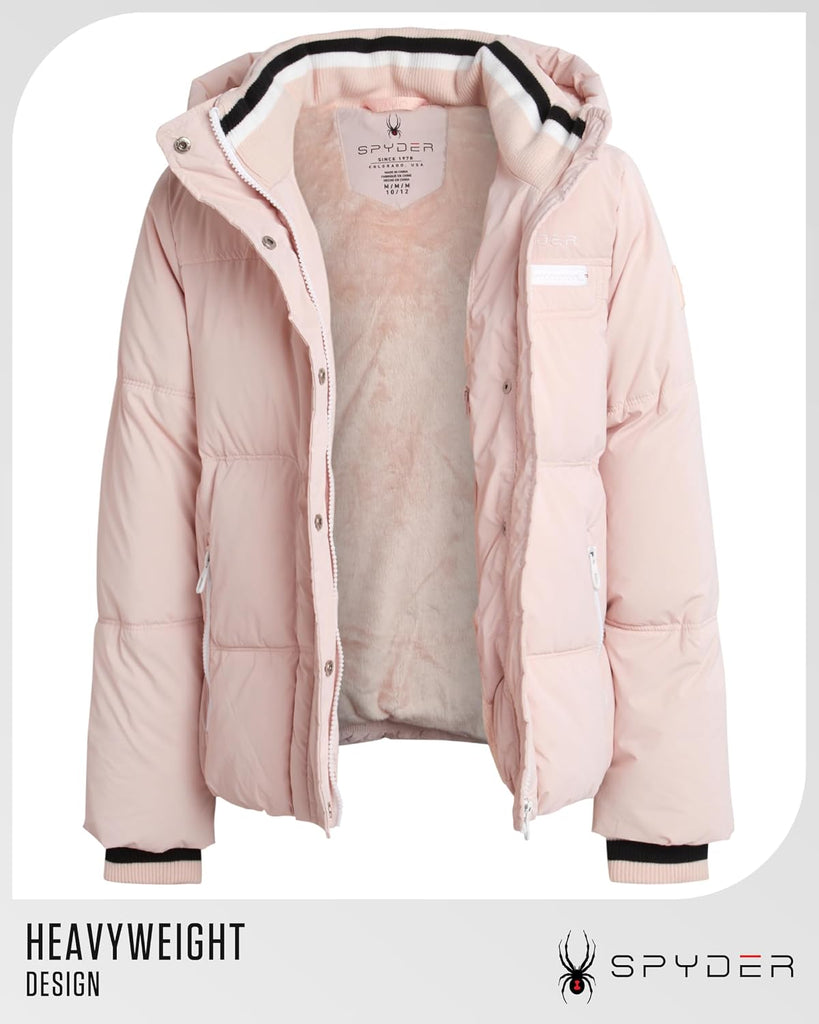 Girls Puffer Jacket - Hooded Sherpa Lined Insulated Winter Coat
