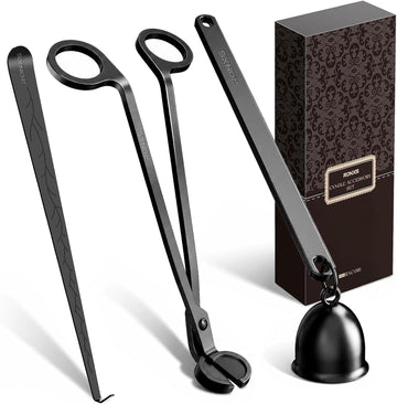 3 in 1 Candle Wick Trimmer Set, Snuffer, Dipper, Cutter, Black