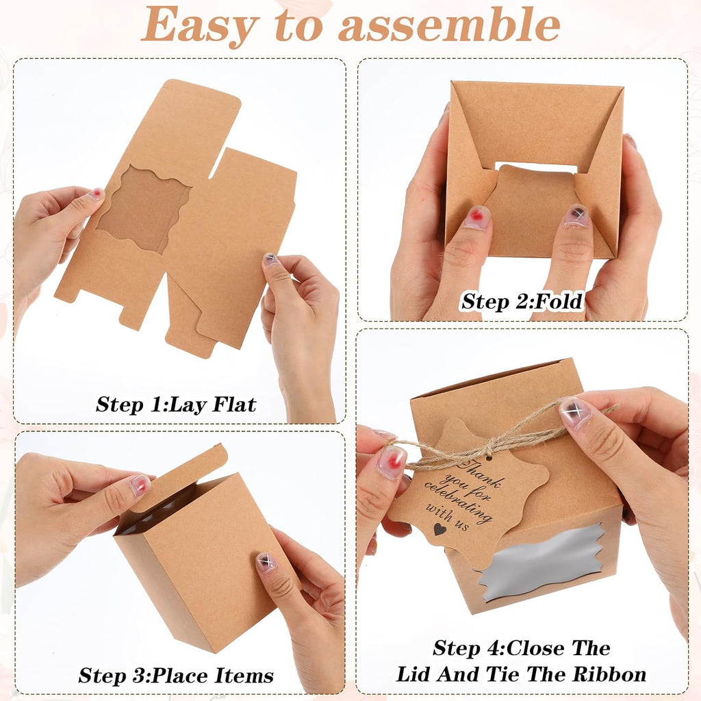 Set Candle Gift Box Transparent Gift Packaging Box for 4-10 oz Candles 50 Paper Thank You Tag with Ropes - Set of 50
