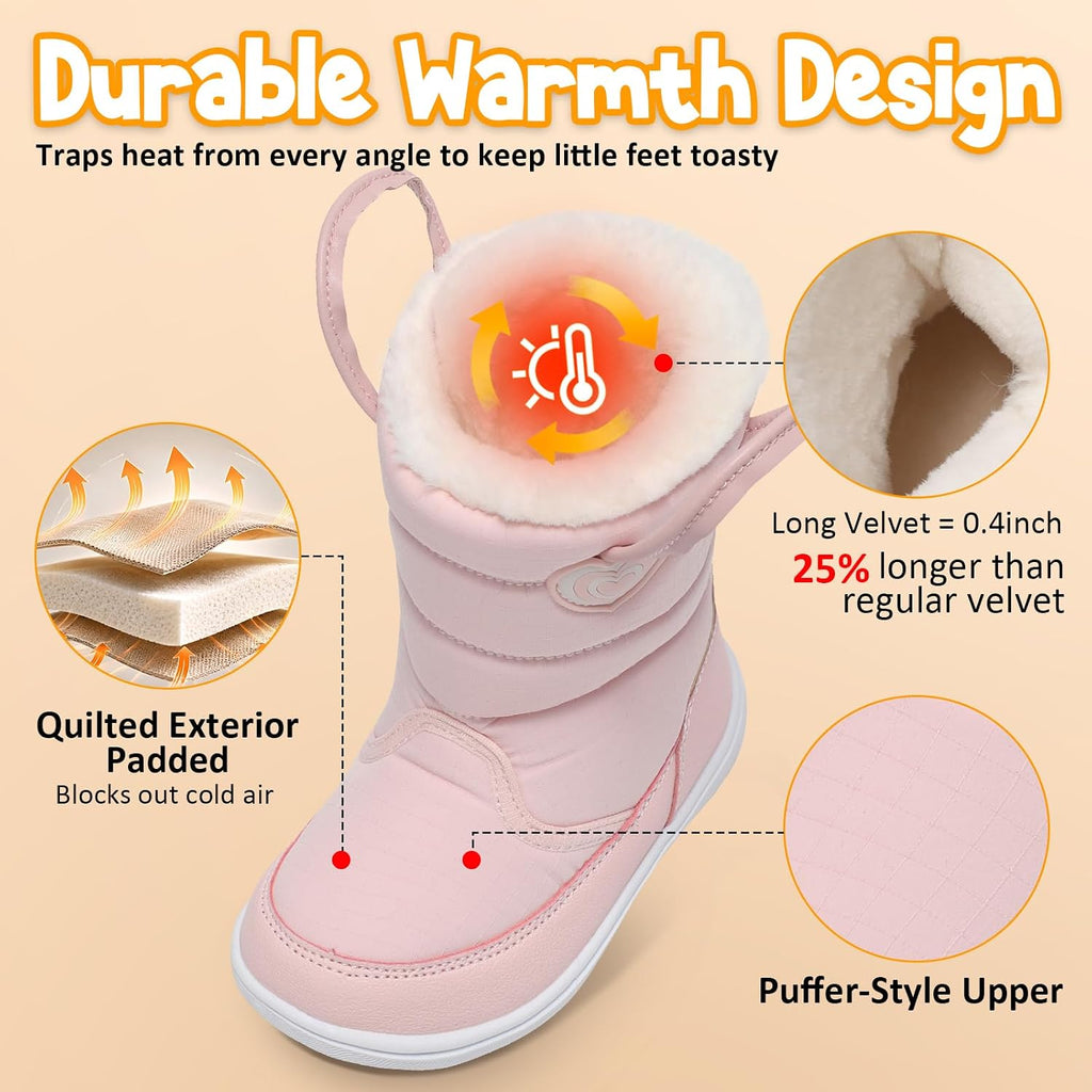 Toddler Winter Boots Water Resistant Snow Boots Warm Winter Shoes