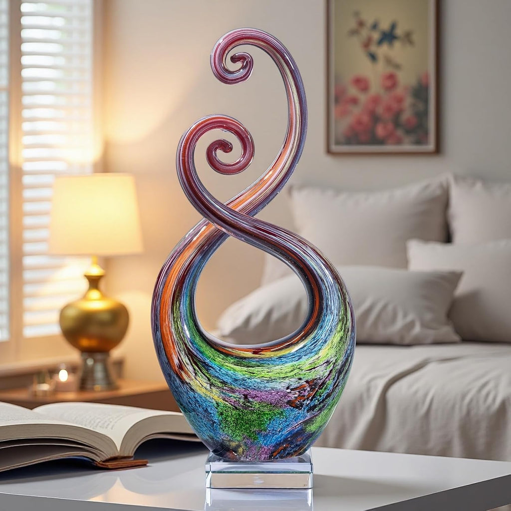 14′′ Murano Style Hand Blown Glass Swirled Abstract Sculpture Decor - Set of 150