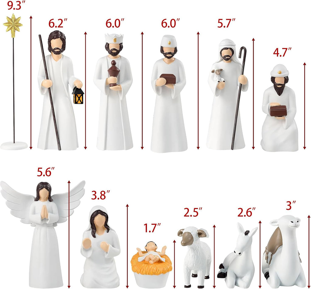 Nativity Sets for Christmas Indoor,12 Pieces 6.5 Inch Elegant Nativity Set for Tabletop Decorations,Christmas Resin