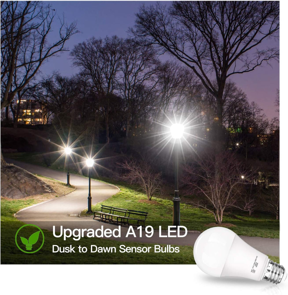 Dusk to Dawn Light Sensor Bulbs, A19 12W(100 Watt Equivalent) LED Bulbs