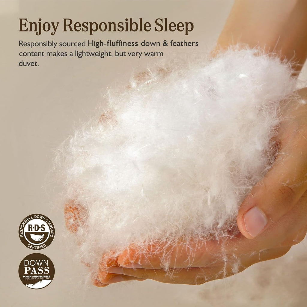 BPC Lightweight Organic Feather Down Comforter Twin, Hotel-Luxury Fluffy Duvet Insert with Cotton Cover and Puffy