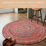 WeWove Hand Woven Area Rug 6 Feet Round - Jute Cotton Area Rug Rustic Farmhouse Boho Accent Rug