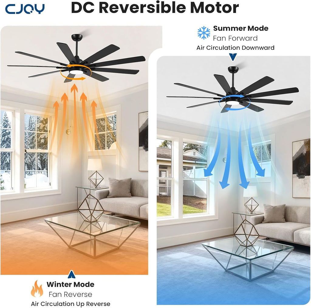 72" Ceiling Fan with LED Light and Remote - Black & Walnut
