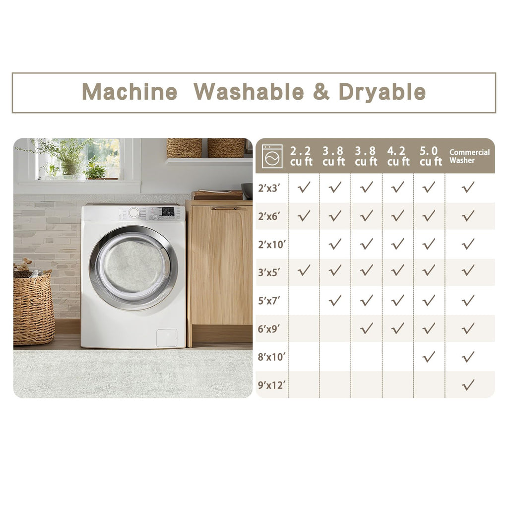 5x7 Washable Area Rugs (Concrete Grey)