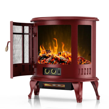 25" Freestanding Electric Fireplace Stove with 3D Flame Effect