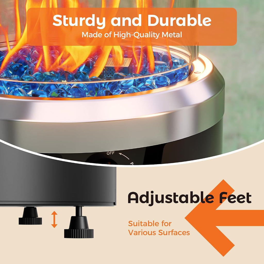 Propane Fire Pit Black, Column Outdoor Fire Pit Round, Outdoor Firepits for Outside Garden, Patio