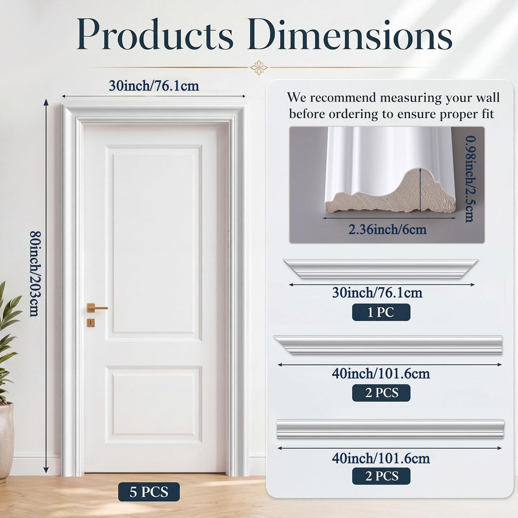 80 x 30 x 2-9/25 in Polyester Door Trim Molding Kit