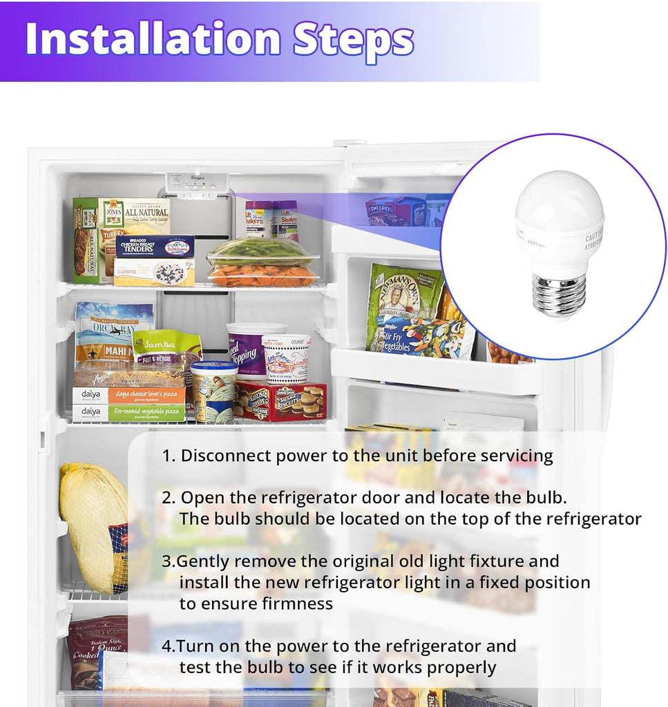 Refrigerator LED Light Bulb Replacement for Whirlpool Frigidaire Maytag Jenn-Air Amana