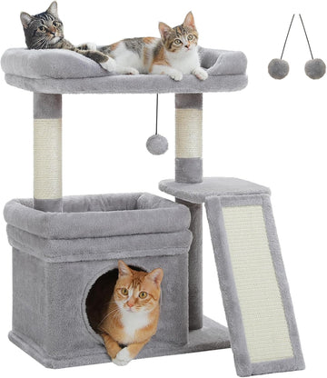 Cat Tree for Small Medium Cats, Gray Cat Tower for Indoor Cats