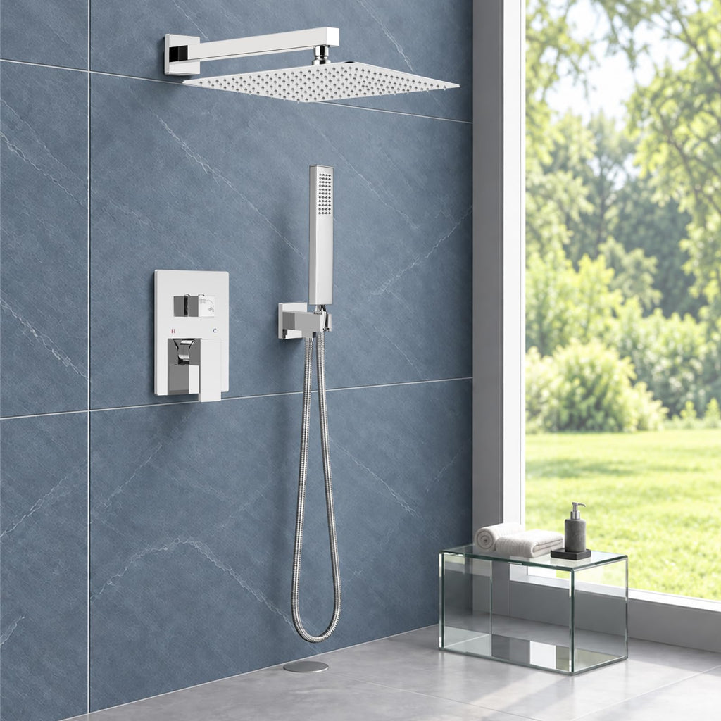 Shower Faucet Set with Handheld Sprayer,16 Inch,Polish Chrome