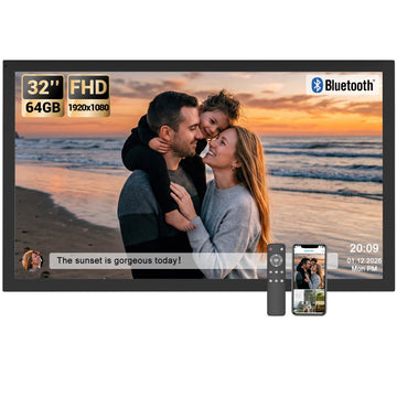 32" Digital Picture Frame, Anti-Glare Screen, Dual-Band Wi‐Fi, 64GB