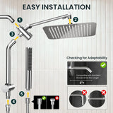 10" Luxurious Rain Shower Head with Handheld, High Pressure Rainfall Shower Heads wih Extension Arm