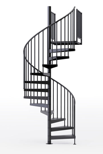 Condor Black Interior 60in Diameter, Fits Height 119in - 133in, 2 36in Tall Platform Rails Spiral Stair Kit