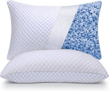 Shredded Memory Foam Pillows Standard Size Pack of 2 | Neck pain relief, supportive, odorless, cooling pillow