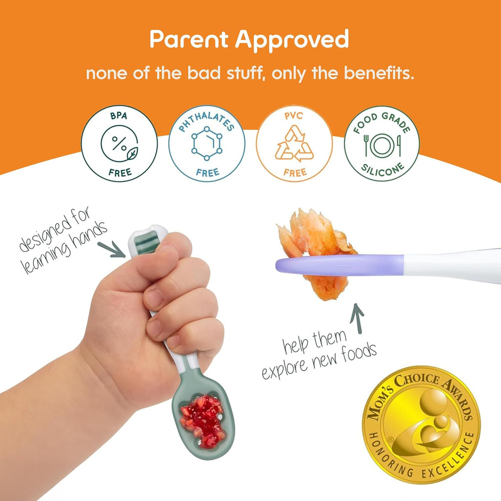 Baby Spoons Self Feeding 6 Months, Pack Beige/Mauve