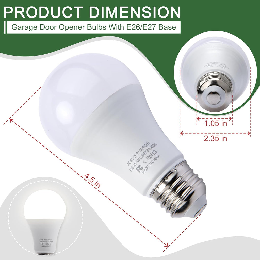 Universal Garage Door Opener LED Light Bulb,5000K Daylight