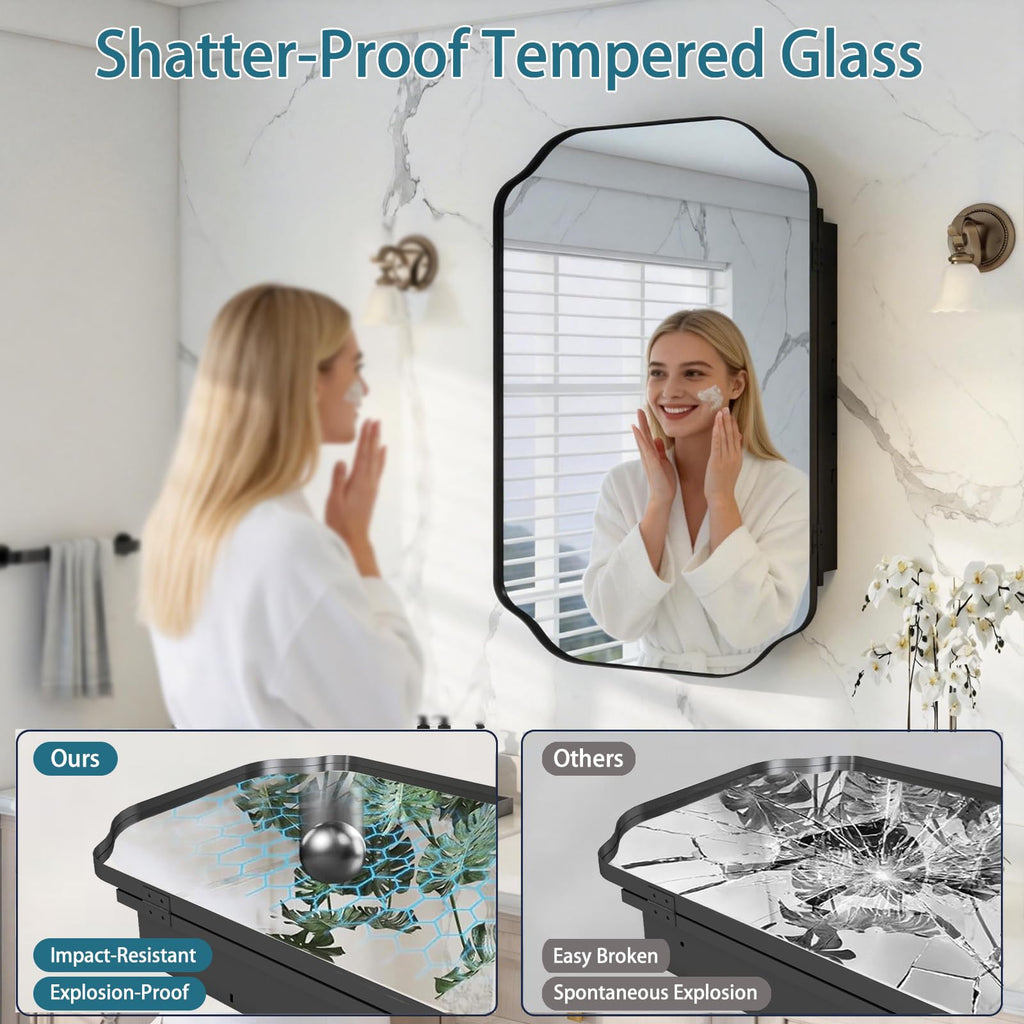 24"x32" Bathroom Medicine Cabinet Wall-Mounted Mirror with Storage