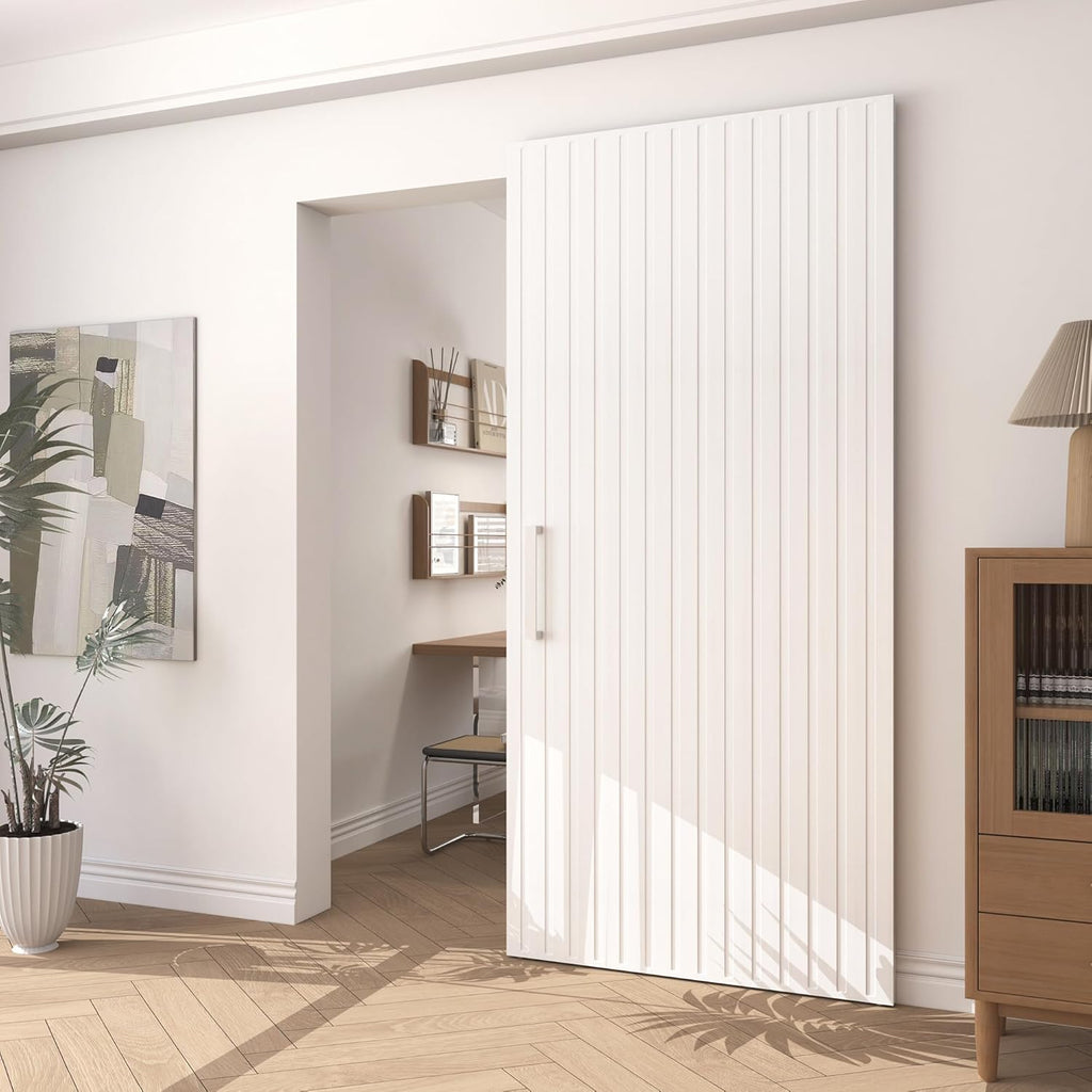 40"x86" Concealed Sliding Barn Door with Soft Close Hardware Kit, White Hidden Door for Opening 32"-