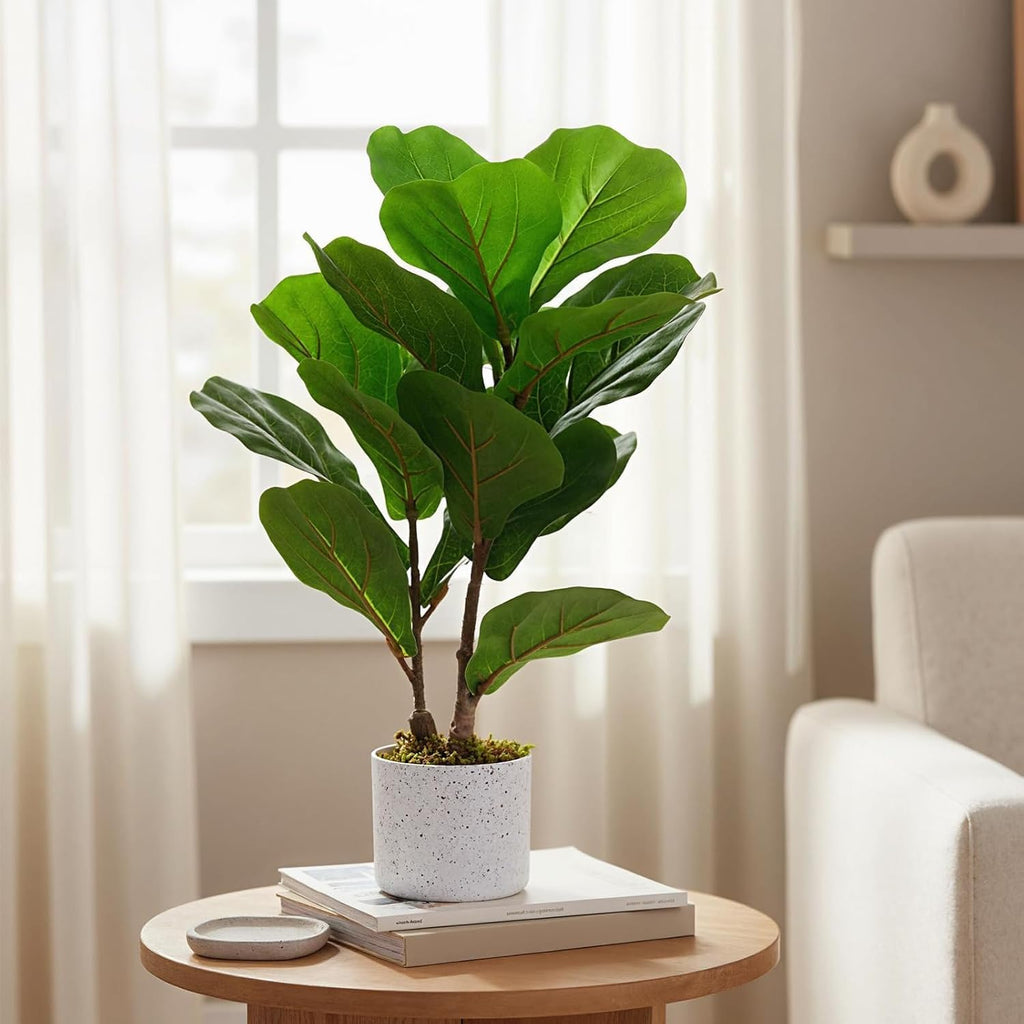 16 inch Faux Fiddle Leaf Fig Tree 2 Pack - Set of 2