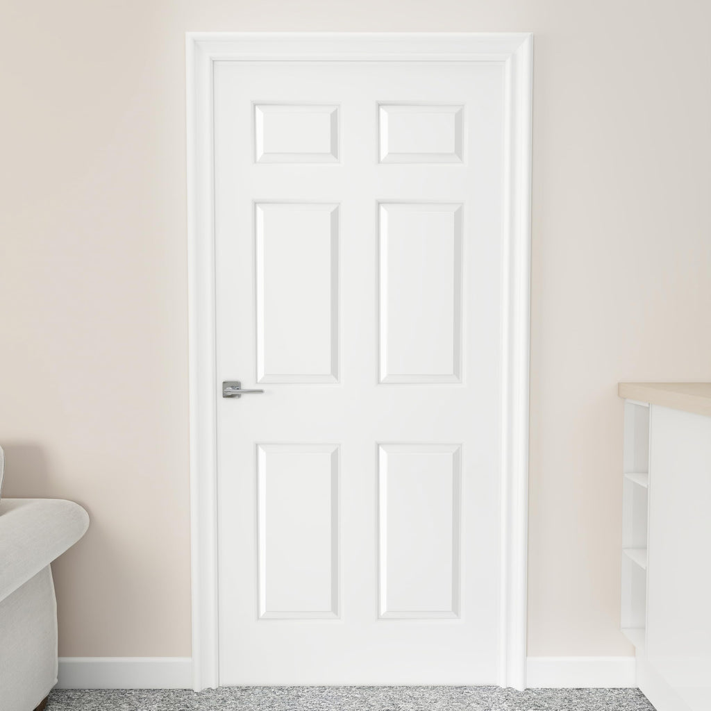36"x80" Raised 6-Panel Textured White Primed Interior Door Slab
