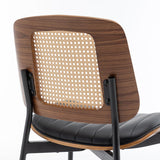 Dining Chairs Set of 2 Mid Century Modern Retro Faux Leather Kitchen Chairs with Walnut Bentwood Upholstered