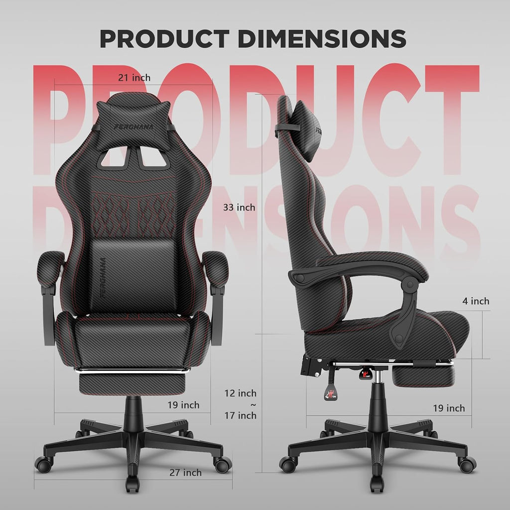 Vintage PU Leather Gaming Chair, Ergonomic Reclining Racing Gamer Chair with Massage Lumbar Support, High Back