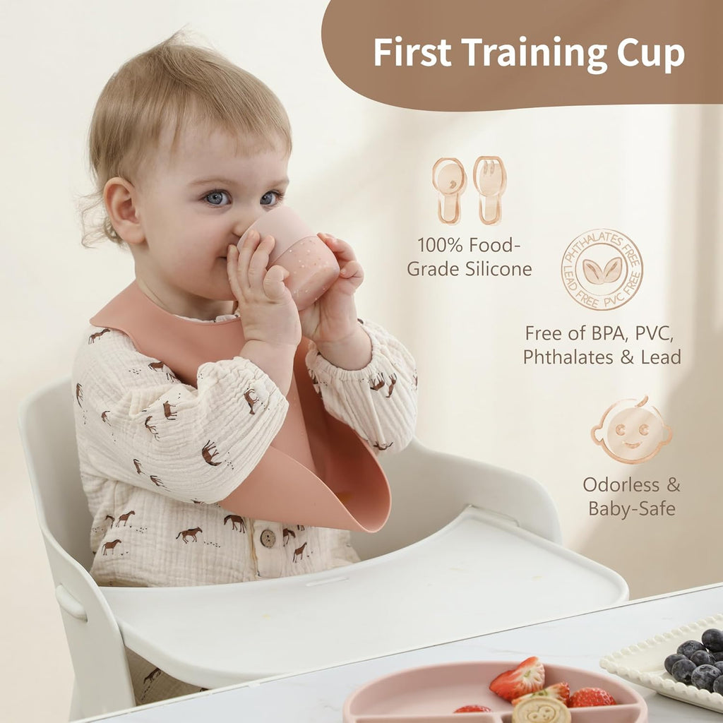 Baby Training Cup & Sippy Cup Set | 4 Months+ | Baby-Led Weaning Essential | Gift for Infants (Mint Cup Set, 2 Pack)