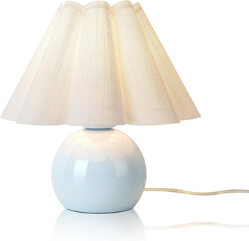 Light Blue Small Bedside Mini Table Lamp, Cute Bedroom Lamps for Nightstand, Cute Mini Table Lamps for Small Spaces