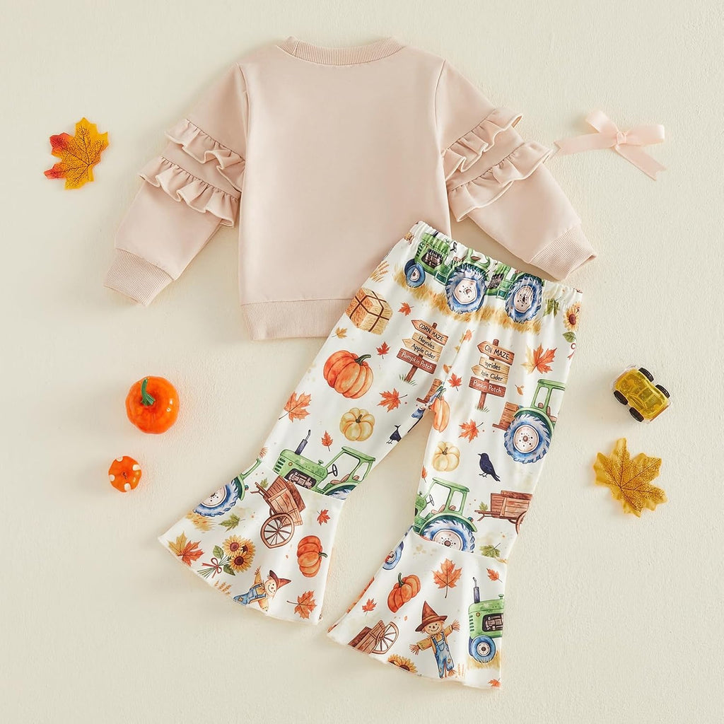 Toddler Baby Girl Fall Clothes Sweatshirts Flare Pants Outfit Set