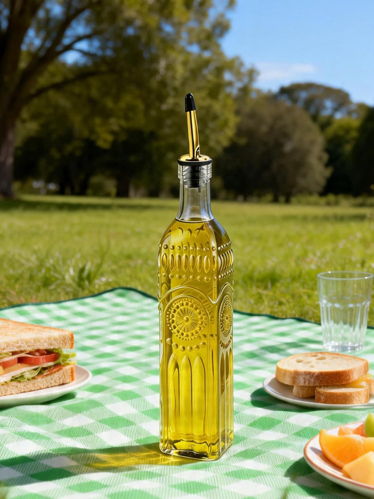 Olive Oil Dispenser Bottle,17oz Clear Glass Cooking Oil and Vinegar Dispenser Set, Coffee Syrup Dispenser - Set of 2