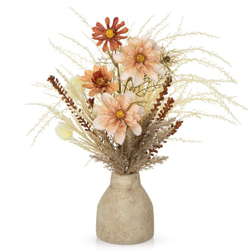 Faux Fall Pampas Grass with Vase, Fall Flowers Artificial for Decoration Arrangement Bouquet Plant in Ceramic Vase