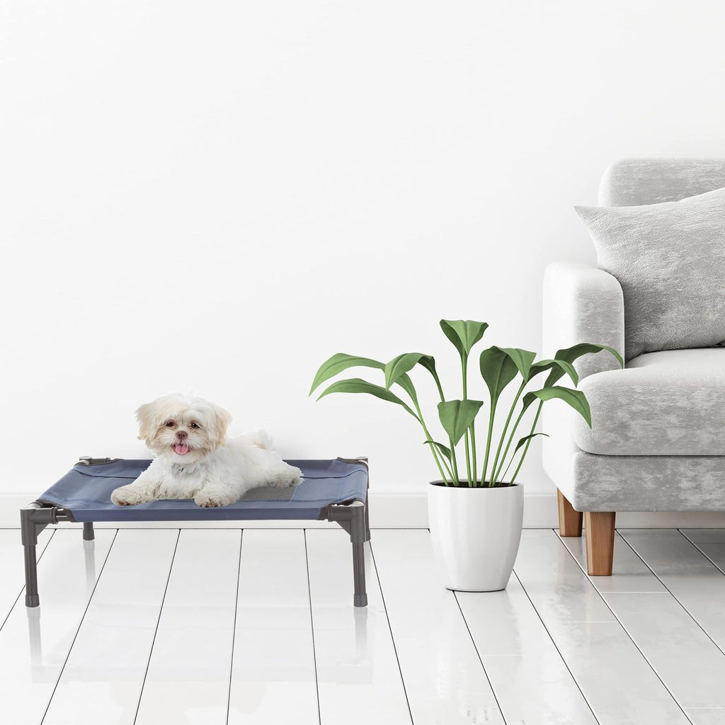 Elevated Dog Bed - 24.5x18.5-Inch Portable Pet Bed with Non-Slip Feet - Indoor/Outdoor Dog Cot or Puppy Bed for Pets