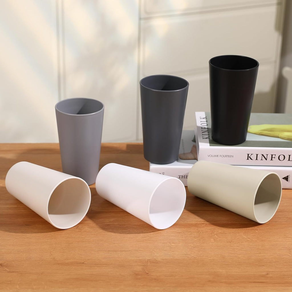24 Pcs Unbreakable Plastic Cups Set, 20 oz Reusable Plastic Cups, Stackable Water Tumblers, Drinking Cup , BPA-free