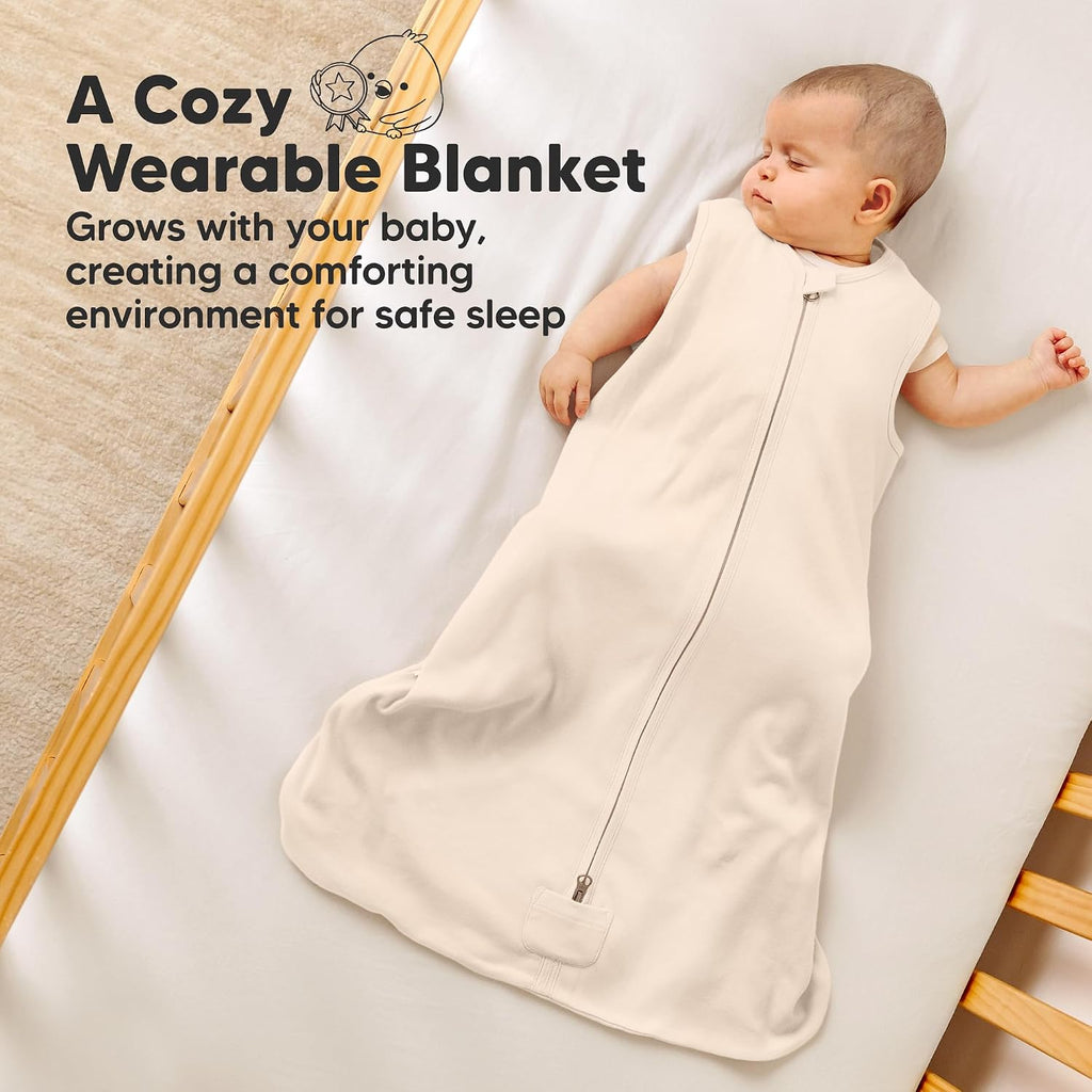 Pack Baby Sleep Sacks, Zipper Wearable Blanket,100% Cotton (Ecru, L)