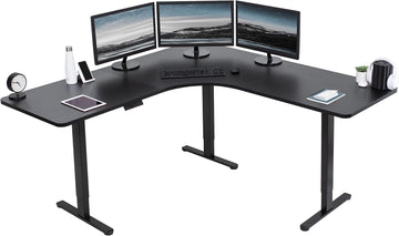 Black 71 x 71 in Corner Standing Desk, DESK-KIT-E3CB2