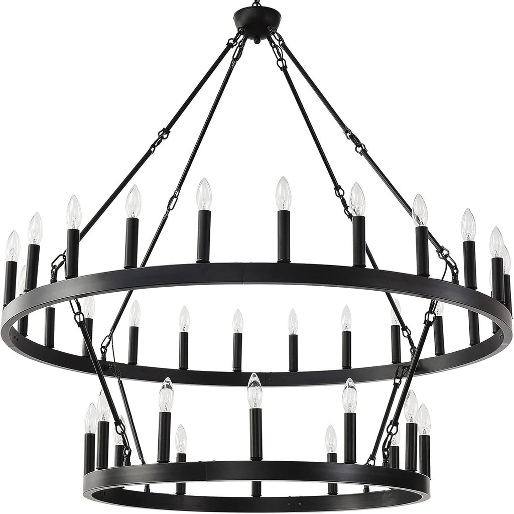 48 Inch Large Black Wagon Wheel Chandelier