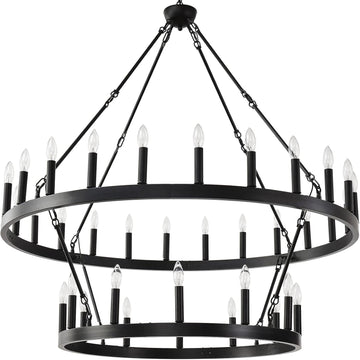 48 Inch Large Black Wagon Wheel Chandelier