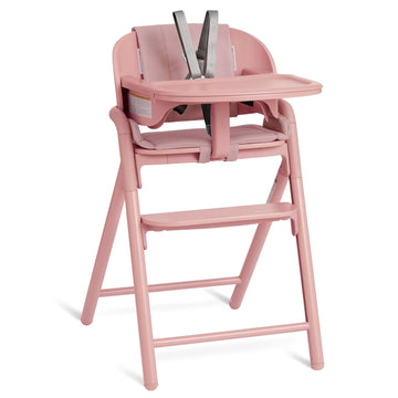 Step and Savor Convertible Wooden Baby High Chair-Rose Petal | Beech Wood Seat, 5-Position Height Adjust, Double
