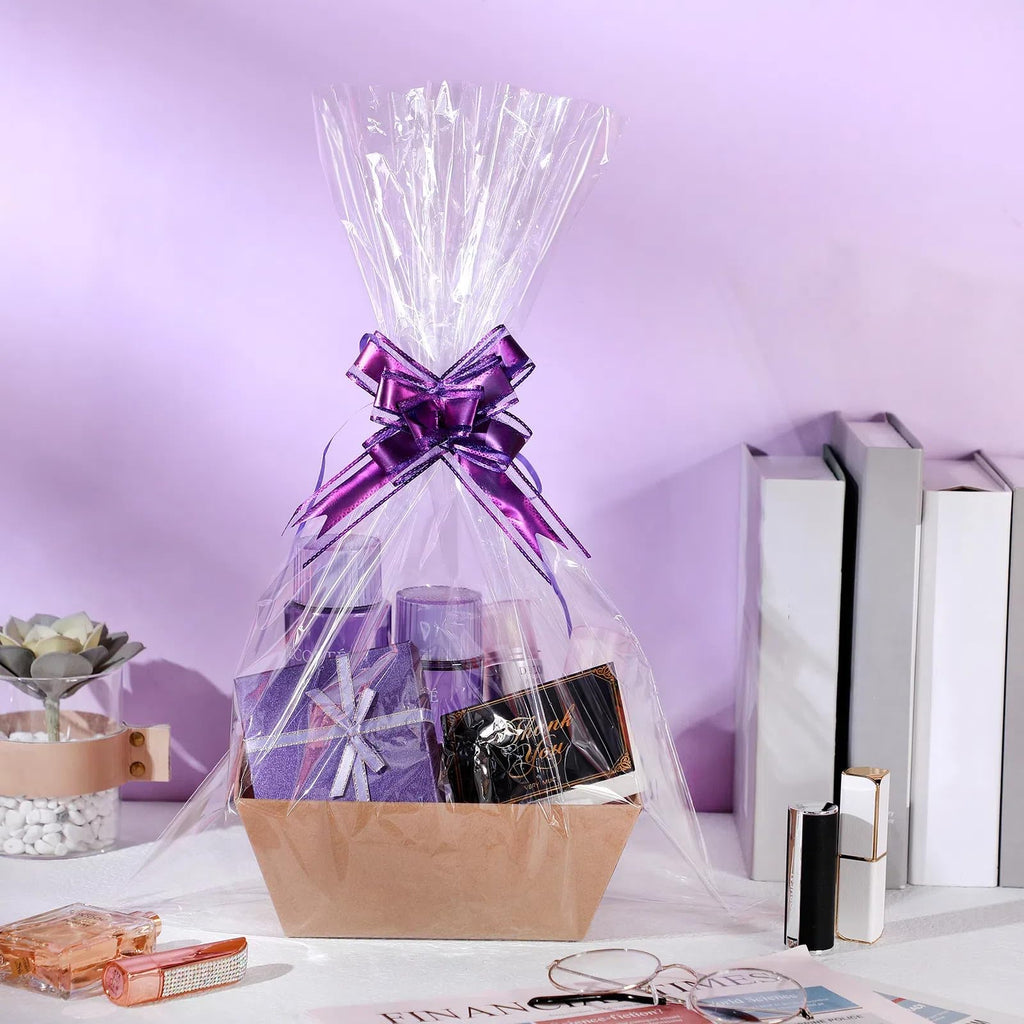 100 Pcs Empty Gift Basket Thick Kraft with Handle, 8 x 6 x 3 Inch