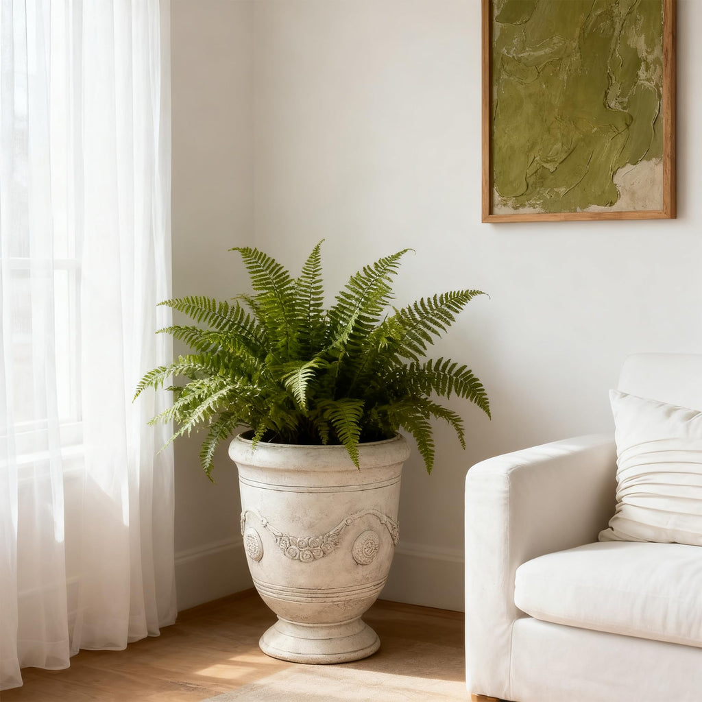 Urn Planter, 16.5 Inch Large White Garden Plant Pots
