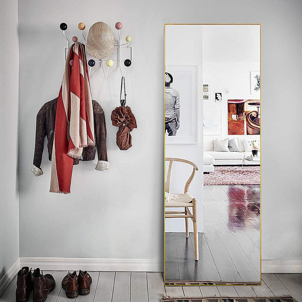 Mirror Full Length, 64"X21" Floor Mirror, Rectangle Shape, Gold