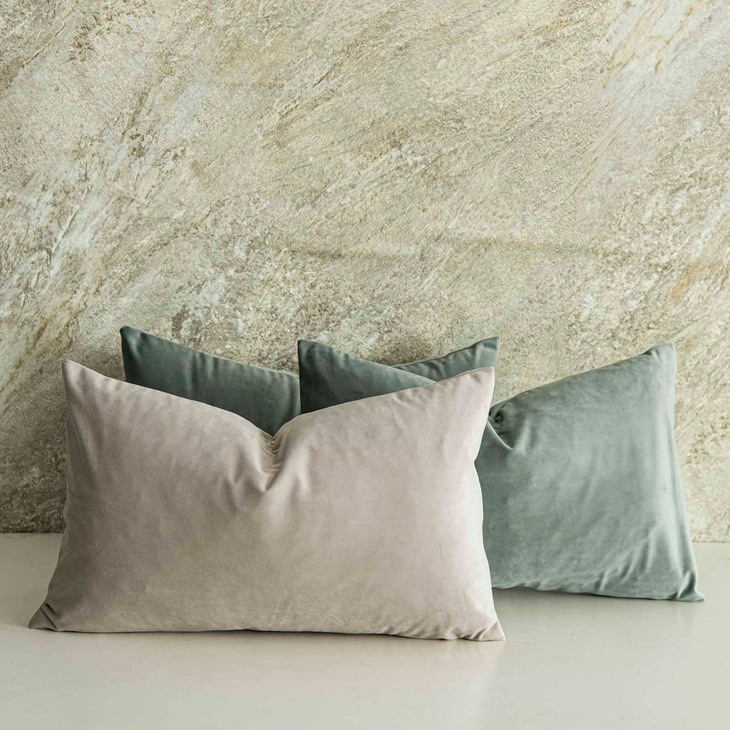 Eucalyptus Decorative Lumbar Velvet Throw Pillow Covers 16x24 inch Set of 2 with Zipper Luxury Soft Solid Rectangle