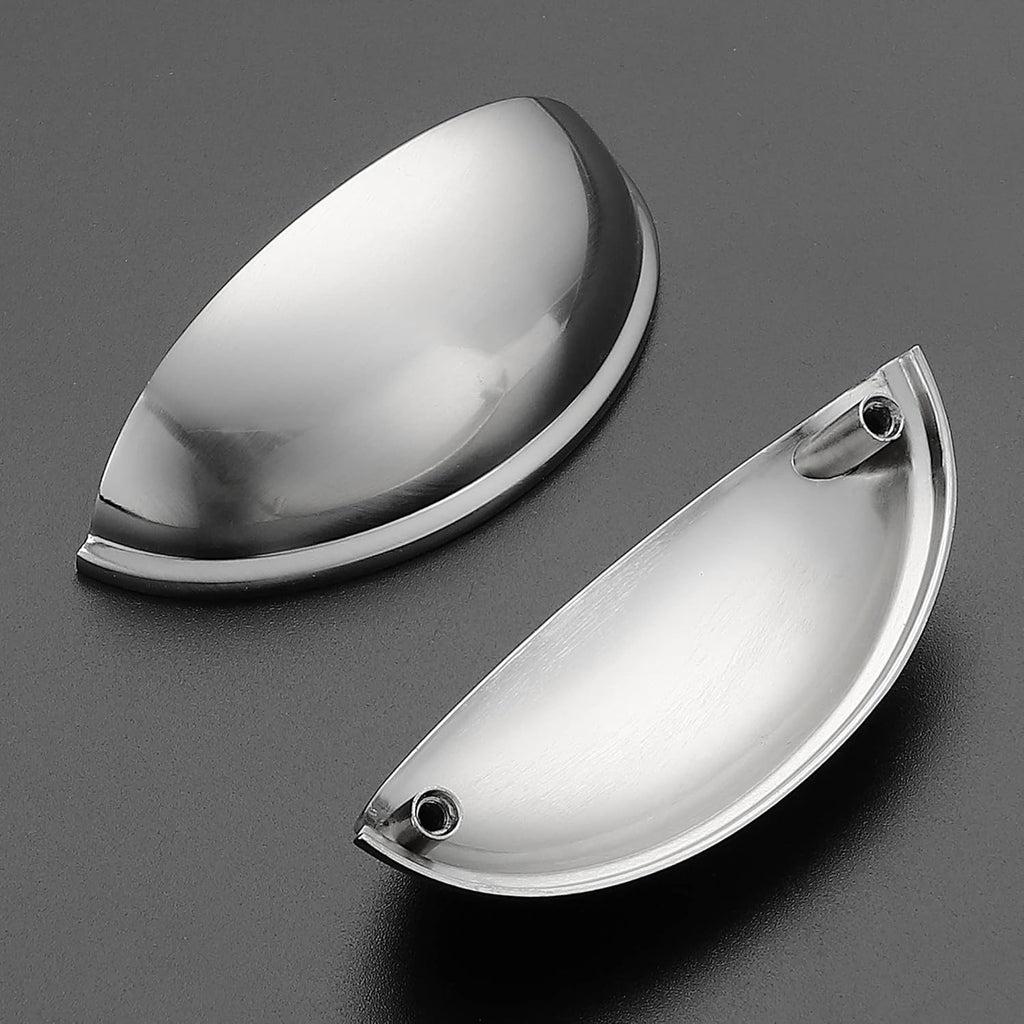 3 Inch Drawer Pulls Cup Pulls Kitchen Cabinet Handles Hardware 6 Pack Silver