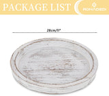 Rustic Wooden Tray Candle Holder - Round Wood Decorative Pillar Candle Tray for Coffee Table Farmhouse Kitchen