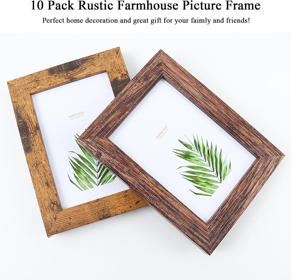 Picture Frame Set 10 pack, Farmhouse Photo Frames, Gallery Wall Frame Collage, with Two 8x10, Four 5x7, Four 4x6