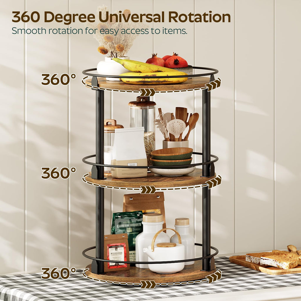 Lazy Susan Organizer, Rotating Spice Rack, Spinning Organizer, Industrial Turntable Spice Rack Organizer