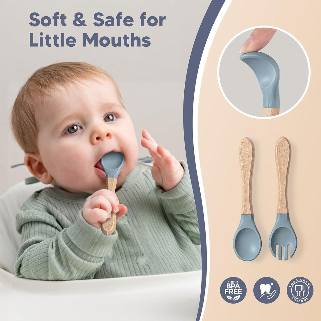 Suction Plates and Bowls Set - 100% Food Grade Silicone Toddler Feeding Supplies for BLW | Stay-Put Divided Dish